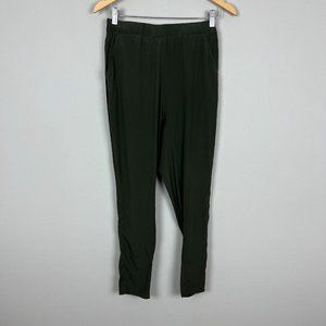Ginia Silk Pants Womens XS Green Tapered Lightweight Pull On Stretch Pockets